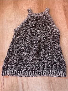 Moth Knit Halter Tank Top in Black and Cream